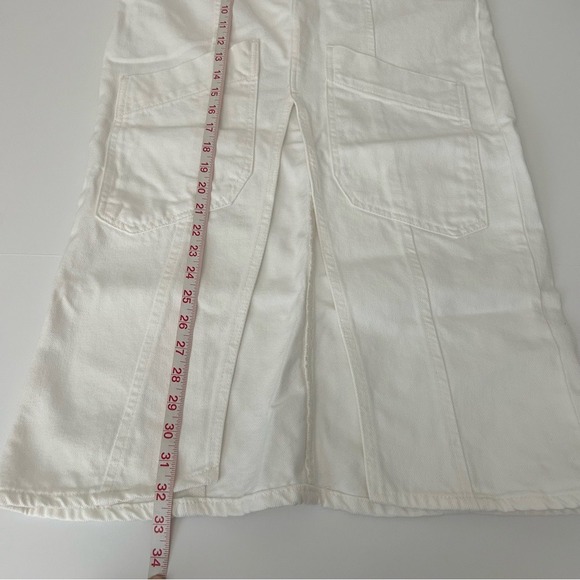 ZARA White Denim Front Slit Long Ankle Length Front Back Pocket Skirt Small - Picture 8 of 10